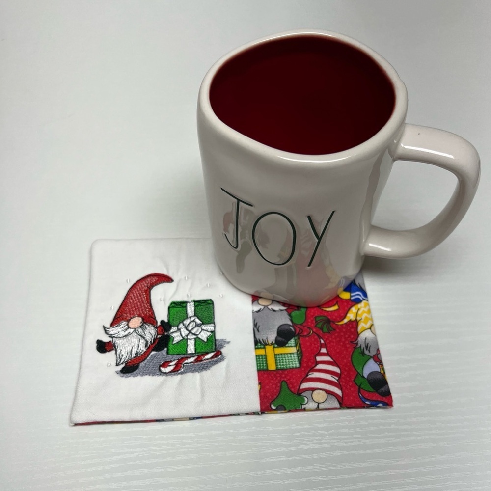 Hand Crafted Mug Rug Coaster Embroidered Cotton Fabric Padded Absorbs Liquid - Picture 8 of 8